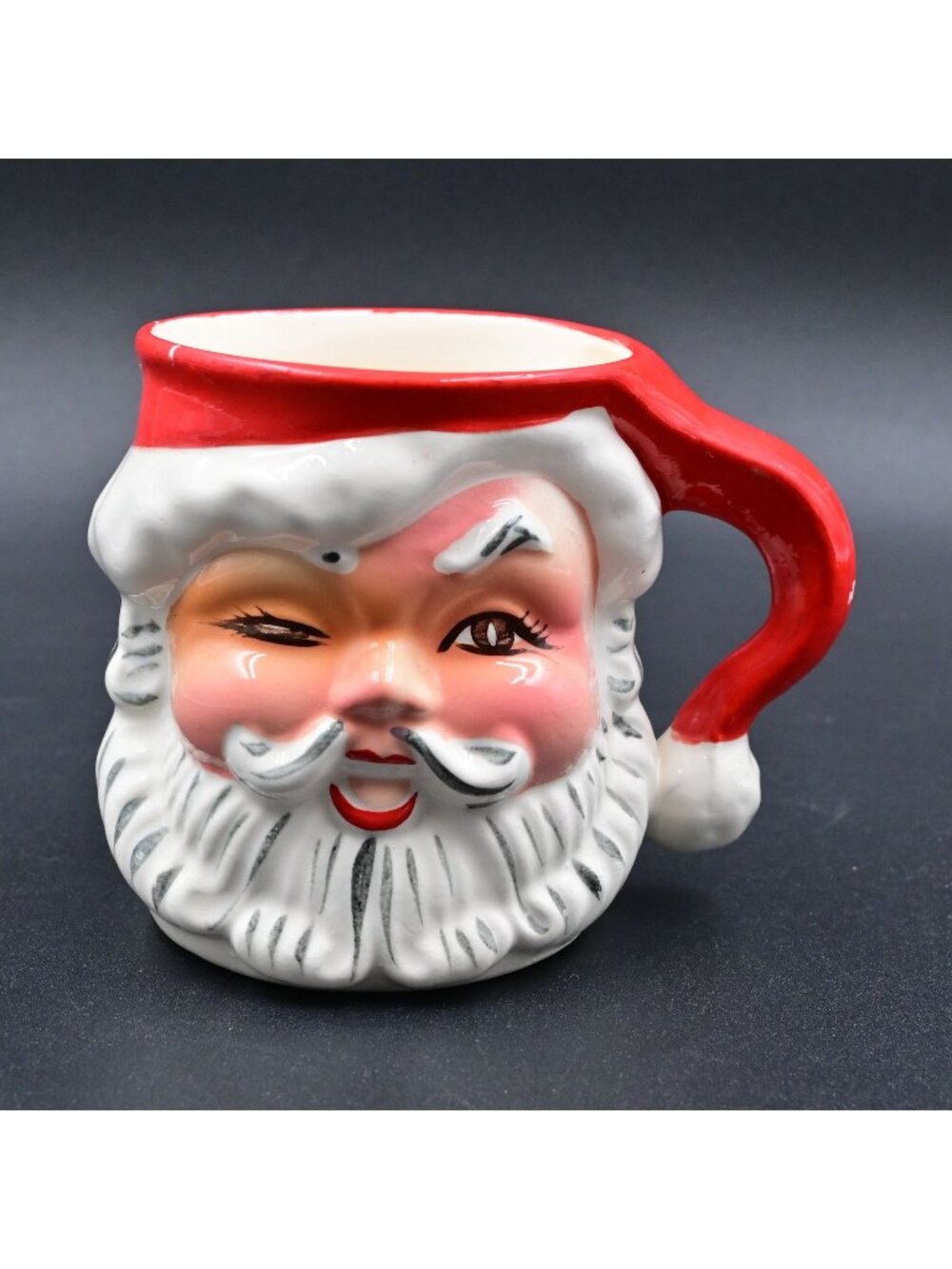 Napco Winking Santa Claus Holiday Sculpted Mug Christmas Retro Vintage 1950s